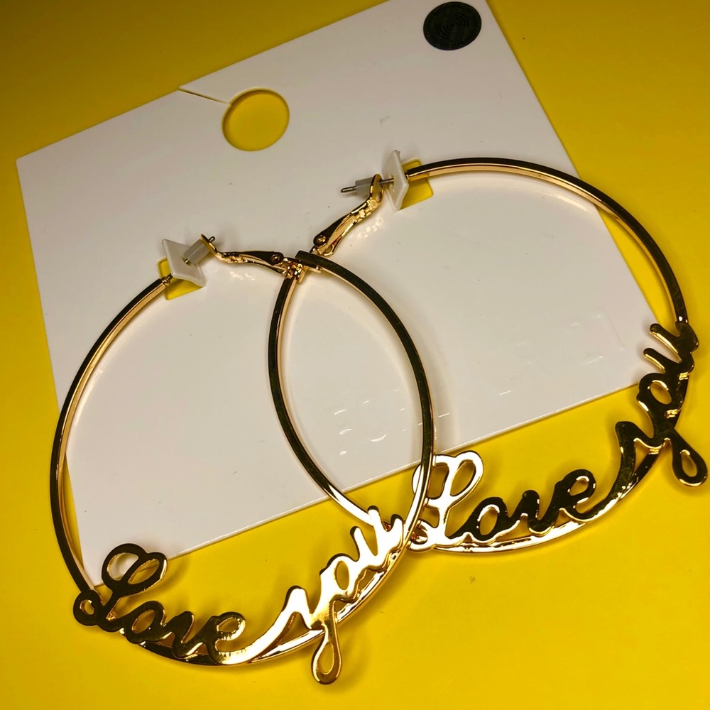 Love You Hoop Earrings - Picture 2 of 2